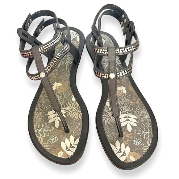 Grendene Brazil Autumn Run Silver Studded Flexpand Gladiator Small Heel Sandals - Picture 1 of 16